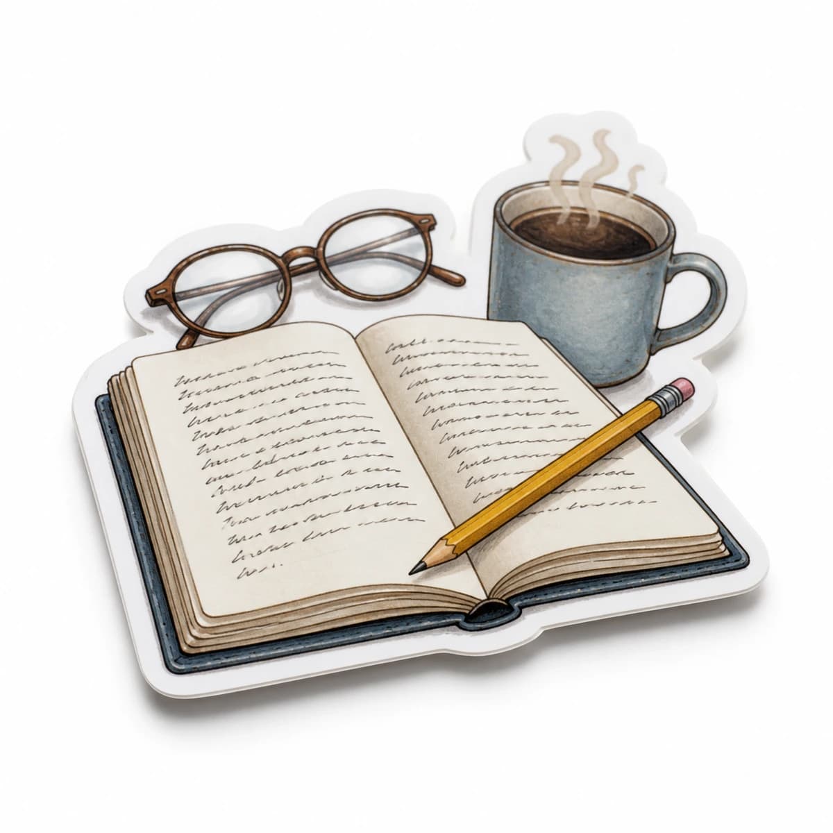 Study Club Sticker in an original everyday-moment die-cut vinyl design