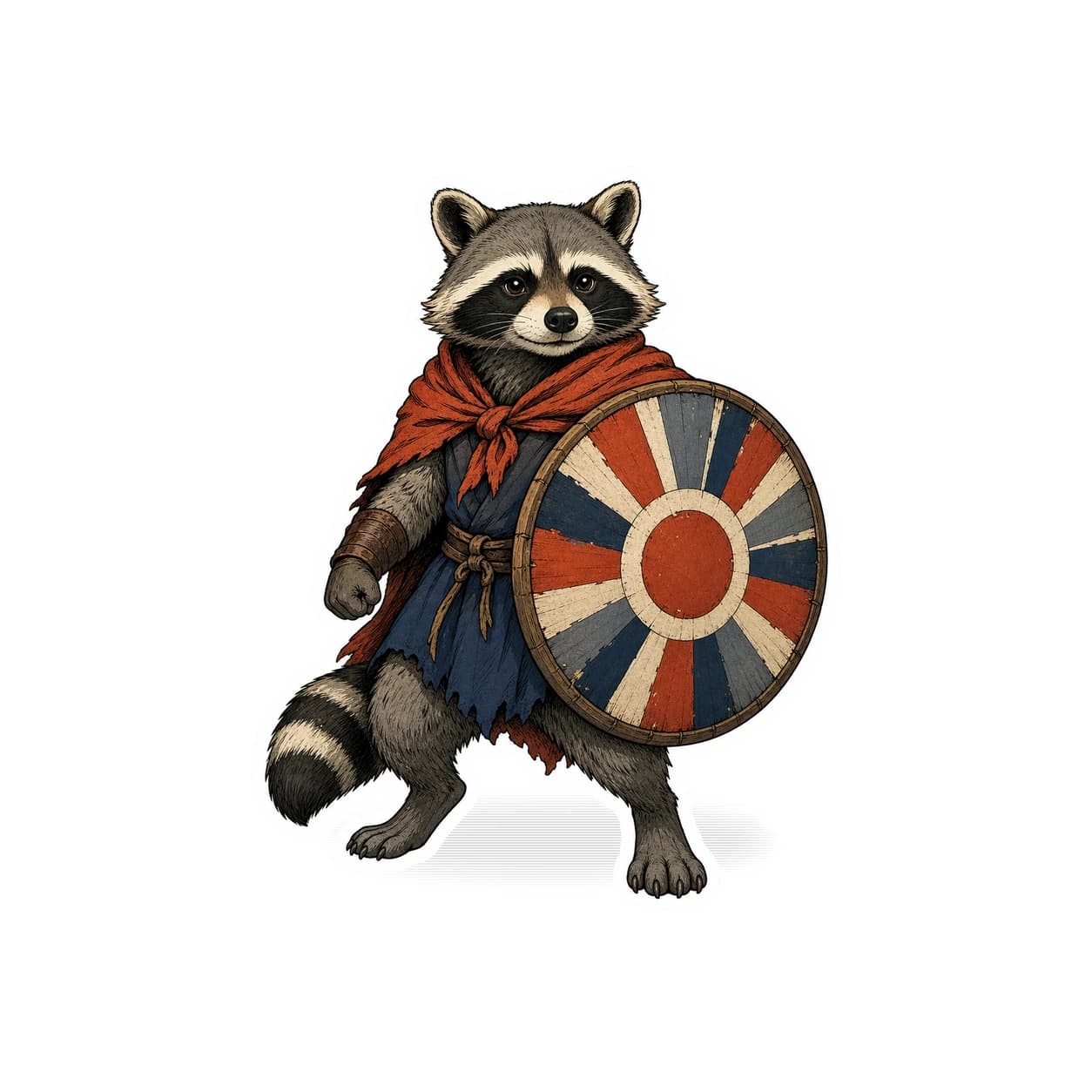 Patchwork Shield Raccoon Sticker product view