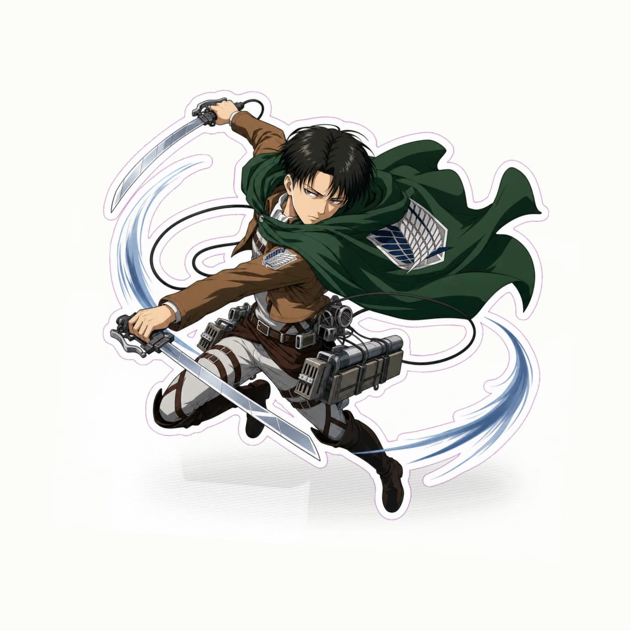 Attack on Titan Levi Ackerman Blade Spin matte vinyl character sticker