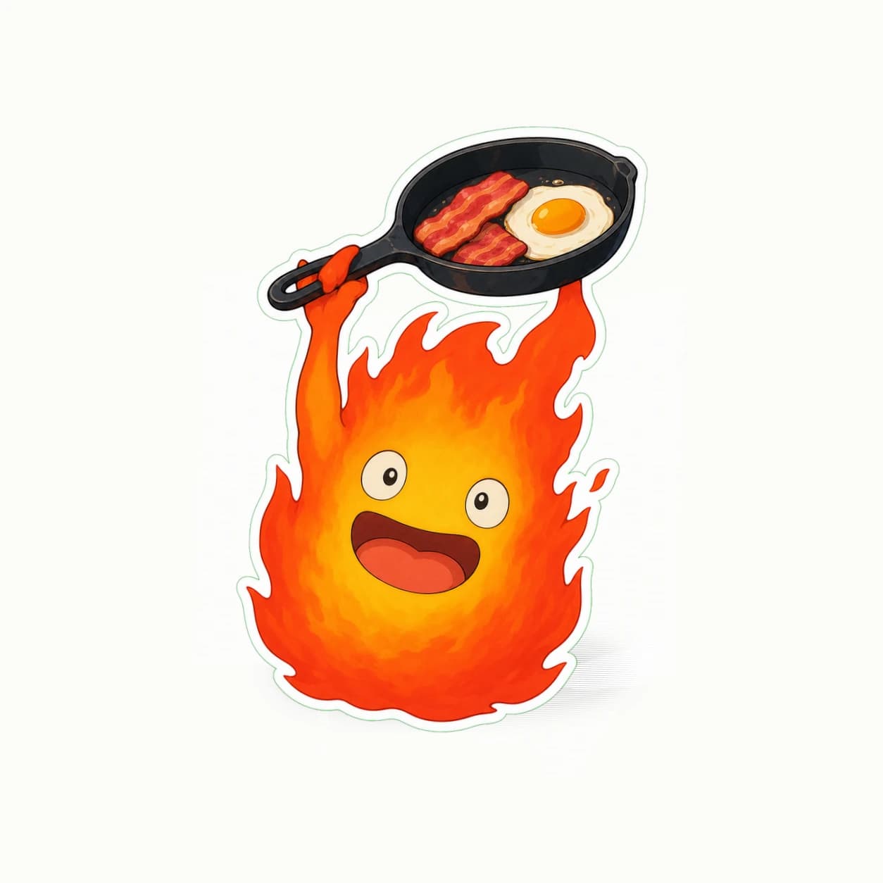 Studio Ghibli Calcifer Breakfast Flame matte vinyl character sticker