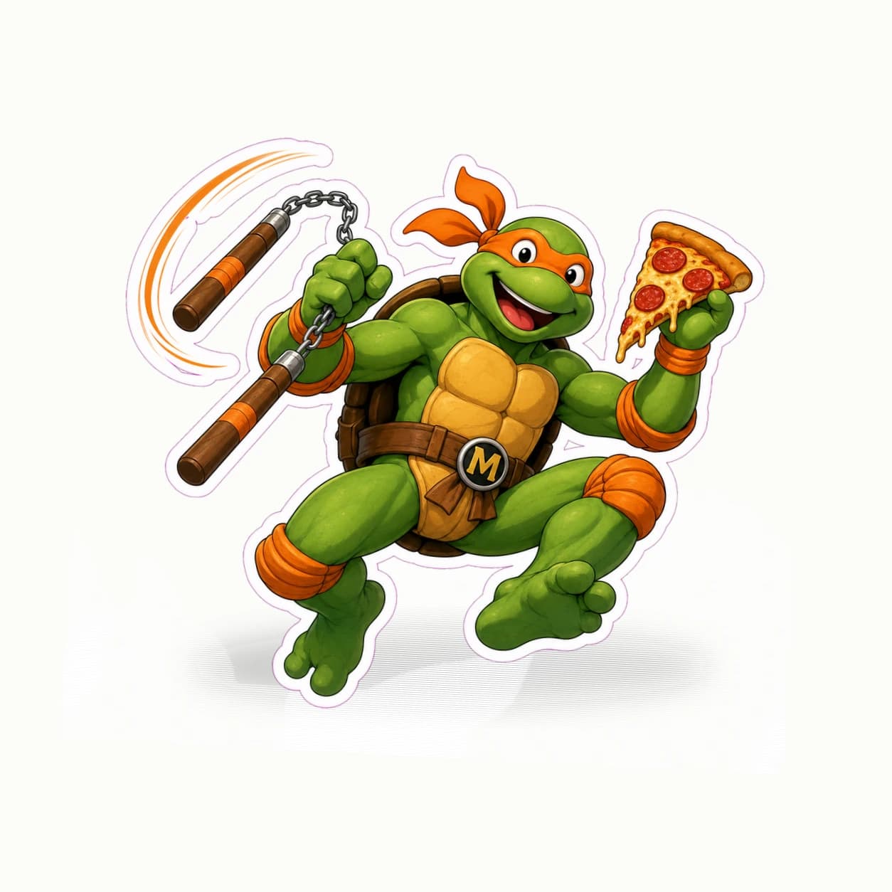 Teenage Mutant Ninja Turtles Michelangelo Pizza Spin matte vinyl character sticker